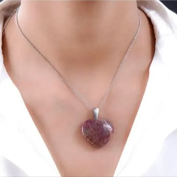 Karis Rhodonite Heart Pendant Necklace